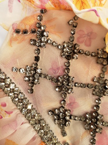 RRP€490 DODO BAR OR Chiffon Top IT40 US4 UK8 S Floral Rhinestones High Neck - Picture 11 of 12