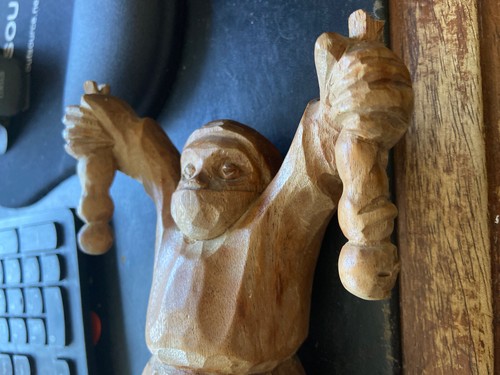 Doctor with "Twins" in the air by feet - Hand Carved Wood Doctor By J. Pinal - Picture 4 of 4