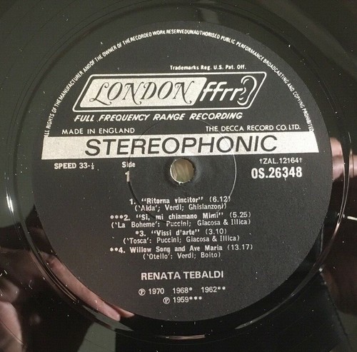 Renata Tebaldi "Greatest Hits" Original 1973 UK Stereo Vinyl LP *OS26348* EX/EX - Picture 6 of 8