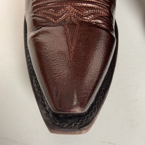 1883 Lucchese Patent Leather Cowgirl Boots 6 B USA Made Snip Toe - Picture 14 of 22
