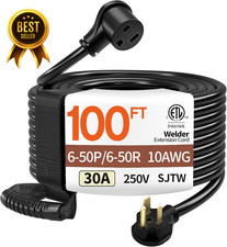 100FT 30 Amp 10 Gauge 3 Prong Welder Extensio...