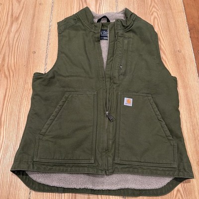 CARHARTT US Women s Medium Tea Leaf Green Mock Neck Sherpa Lined Vest