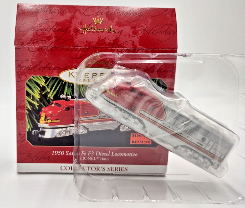 1997 Hallmark Die-Cast 1950 Lionel Train Ornament Sante Fe F3 Diesel Locomotive