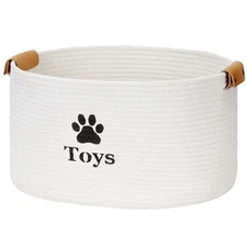 Dog Toy Basket Large, Quality Cotton Rope Dog Toy Storage with Handles, Durab...