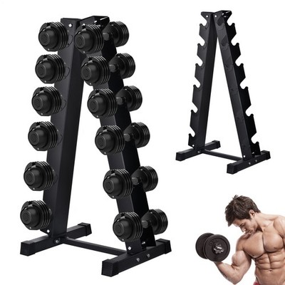 6 Tier Dumbbell Rack A-Frame Barbell Storage Stand For Home Gym 500lb Capacity