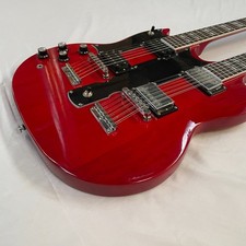 Guitarra Eléctrica Mano Izquierda Roja SG Doble Cuello 12+6 Cuerdas Pastilla H-H Cromo Envío Gratis