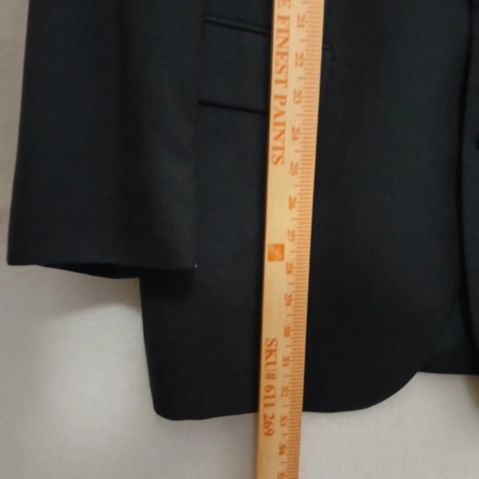 Geoffrey Beene 46R Black Stripe Wool Mens Jacket Pants Suit #659 - Image 2 of 4