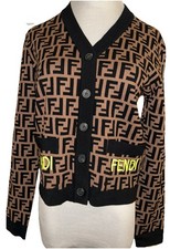 Authentic Fendi FF Monogram Knot Cardigan Sweater Jacket Overshirt IT38 USA 4