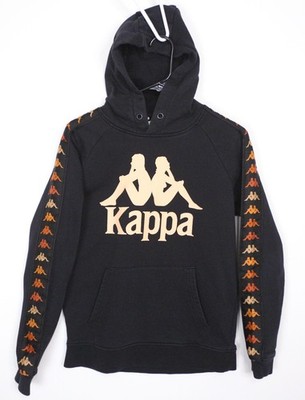 Kappa Hoodie Sweatshirt Mens Small Graphic Print Black w/ Burnt Orange Rust