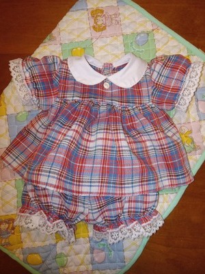 Cabbage Patch Tri-Ang Tsukuda Plaid Dress & Bloomers Set HTF 