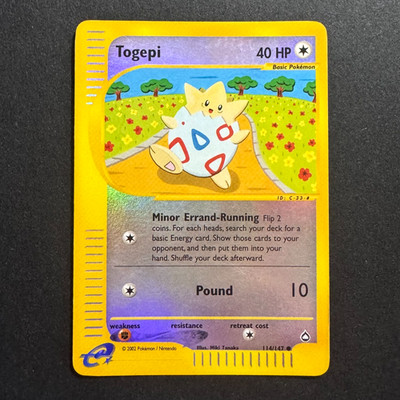 Togepi 114/147 Aquapolis Holo Reverse Rare 2002 English Pokemon TCG WOTC