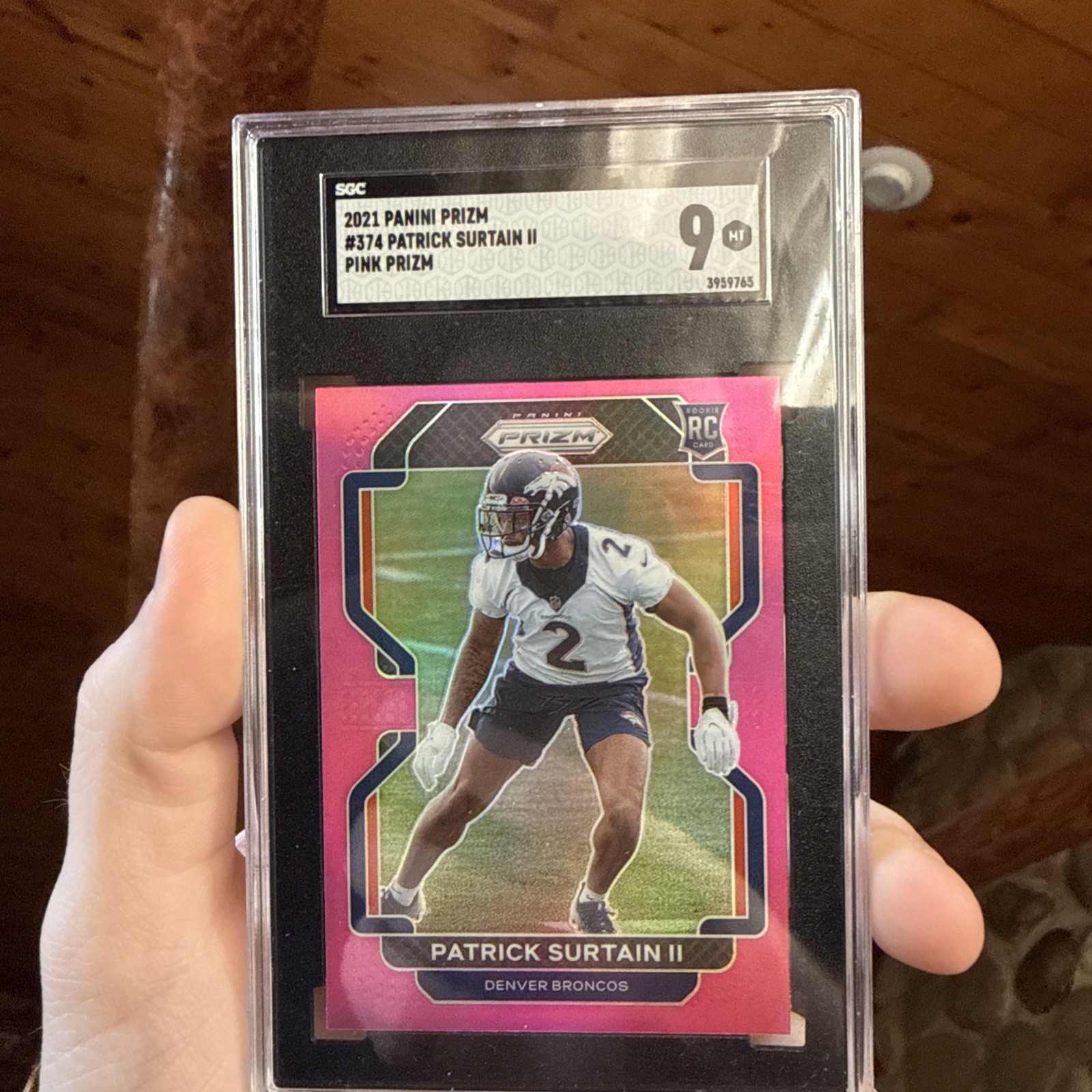 2021 Panini Prizm Pink Patrick Surtain II #374 SGC 9 MINT Rookie RC