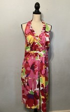 BTU Sage Dress Halter Sundress Bright Floral Back Zip Size 22W
