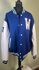 Vintage Retro Style Letterman Wool-Leather Jacket Stewart & Strauss Varsity