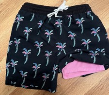 Chubbies Navy Palm Trees Youth Boys Sz Small 8-9 Swim Trunks EUC