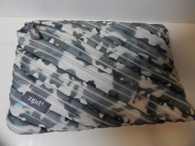 NEW ZipIt ZIP IT Zipper BAG Pouch Cosmetic PURSE Grey White Reusable Eco Friend