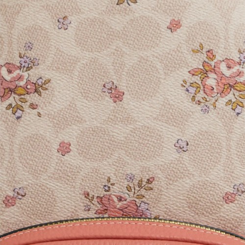 Mochila Coach CAS40 Court nueva con etiquetas en lona exclusiva con cuero estampado floral $450 - Imagen 13 de 16
