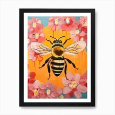 Honeycomb Bee Colour Pop 4 Art Prin Framed Wall Art Poster Canvas Print Picture