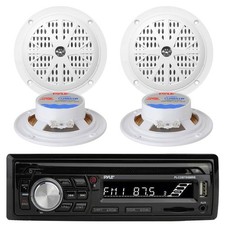 Pyle PLCDBT95 MP3 AUX CD Player Receiver, 4x Pyle 4" Waterproof Speakers