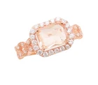 925 Sterling Silver Vintage Ring Rose Gold Plated Morganite & CZ  Sz 7.5 RG29580