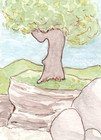 ACEO Watercolor Art Card A Bug's Life - Tree 2.5x3.5