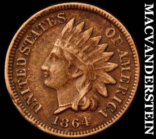 1864 Indian Head Cent- Copper Nickel- Semi Key Very Fine No Reserve #J3831