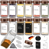 GewüRzgläSer Set 12Er 120Ml Eckig Mit Holzdeckel GewüRzbehäLter KüChenzubehöR