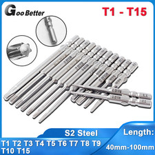 T1-T15 Torx Screwdriver Bit 4mm Round Shank Magnetic Impact Driver Drill Bits