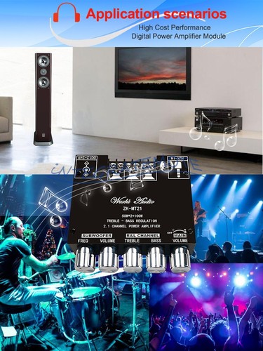ZK-MT21 2.1Canales Bluetooth Audio Amplificador Placa Subwoofer 50W+50W+100W - Imagen 13 de 15