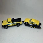 Vintage 1970’s Tonka Racing Team 3 Pickup Truck, Car & Trailer Set Yellow