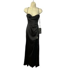 Cinderella Divine 7483 Draped Corset Prom Maxi Dress Lace up Black Prom 2 New
