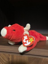 Ty Beanie Baby   Snort The Bull Retired 1995 PVC Pellets 4th Gen Hang Tag