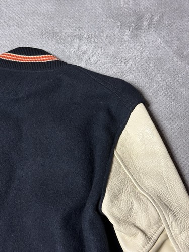 Vintage HL Whiting Letterman Jacket 42 Orange/Blue Horsehide Leather Sleeves - Picture 16 of 19