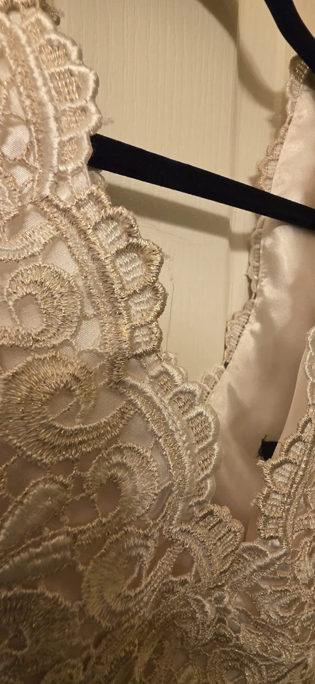 Marina женщин размер 16 кружева коктейльное платье без рукавов бежевый румяна - Изображение 3 из 4