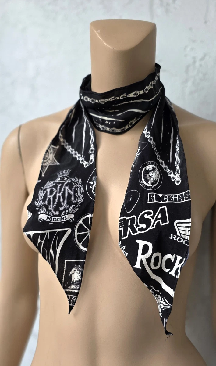 Écharpe Soie Dana Buchman Motif Serpent - 56x26 Pouces, Noire, Neuve Avec étiquettes