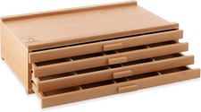 7 Elements 4 Drawer Wooden Artist Storage Supply Box for Pastels, Pencils, Pens,