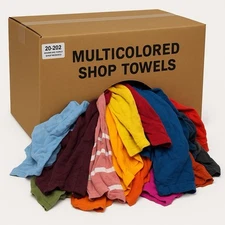 Colored Knit Rags 50 LB Box - T-Shirt Wiping Cleaning Cloths 
