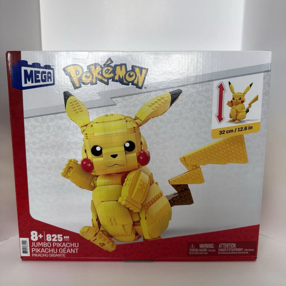 MEGA Pokémon Building Toy Kit Jumbo Pikachu - 12 inch Action Figure 825 Pcs NEW - Image 3 of 4