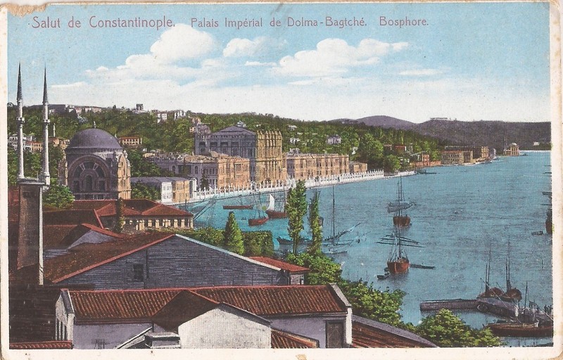 Constantinople / Istanbul, TURKEY - Imperial Palace - Bosporus - masted ships