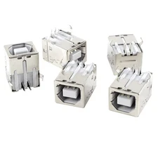 uxcell 5 Pcs USB Female Type-B Jack 4-Pin 90 Degree PCB DIP Socket White 