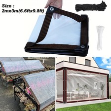 Clear Tarp with Grommets 6.6X9.8FT Transparent Heavy Duty Waterproof Enclosure
