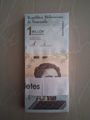 100 PZ Pacchetto UNC 1.000.000 UN MILIONE DI BOLIVAR 2020 Venezuela prefisso A - Foto 2 di 8