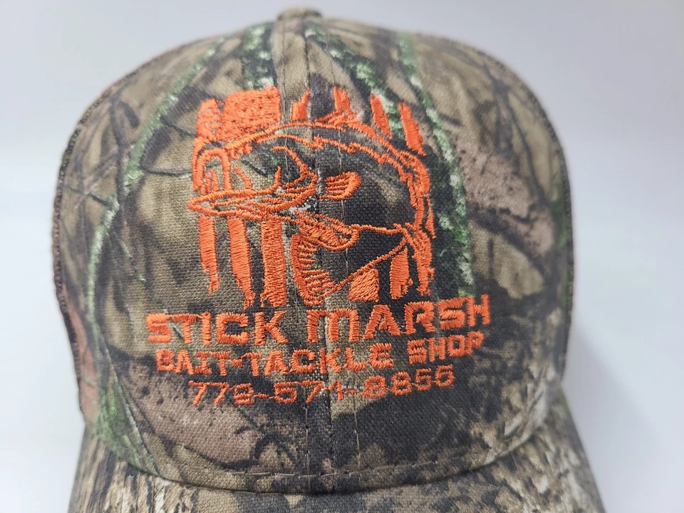 Stick Marsh Bait Tackle Shop Camo Mesh Trucker Snapback Hat Cap Fellsmere FL Men - Image 4 of 4