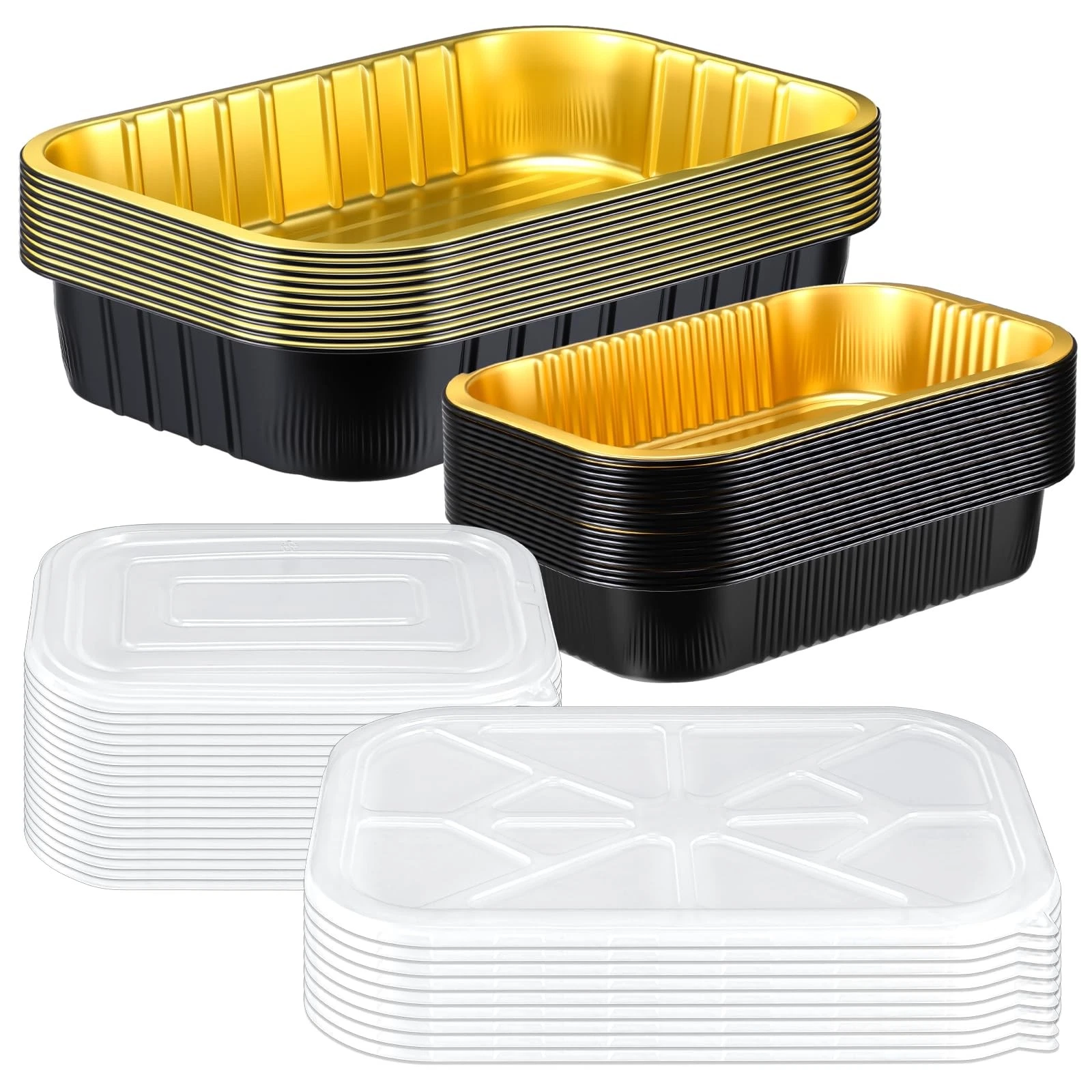 30 Pack Aluminum Pans with Lids Kit Includes 10 Pack 10x13 Half Size Oven Ste...