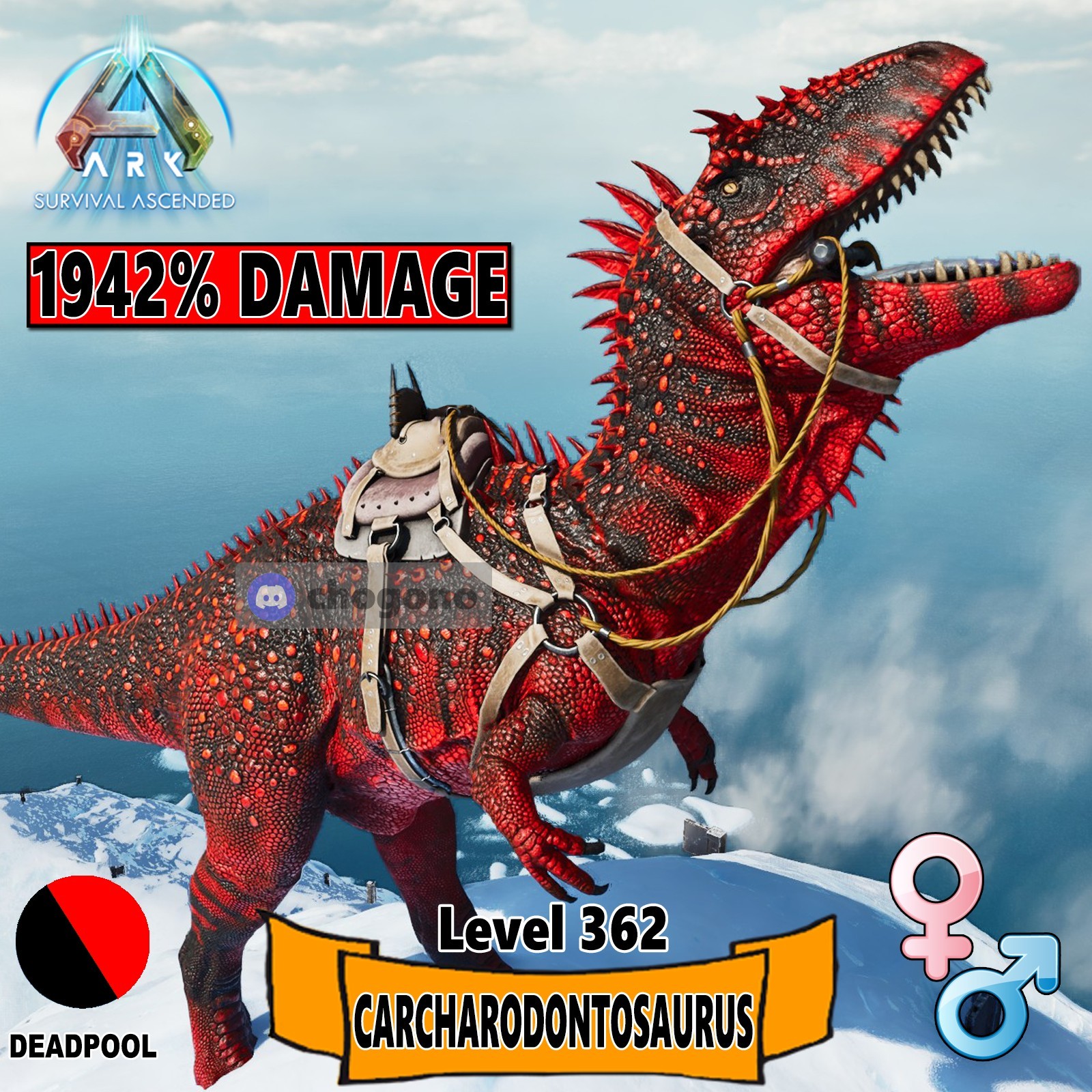 Ark Survival Ascended PVE Top Stats Color CARCHA 1942% ¡Daño! Nivel 362