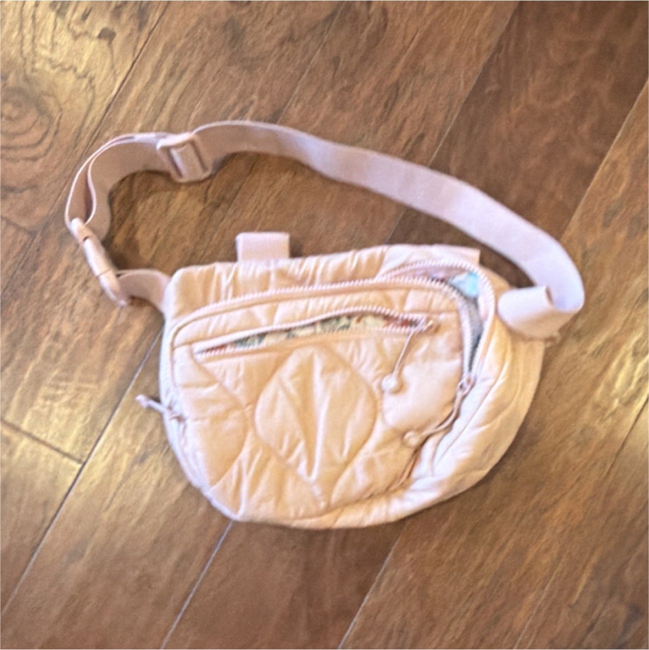 Vera Bradley Quilted Beige Belt Bag with Adjustable Strap and Floral Lining