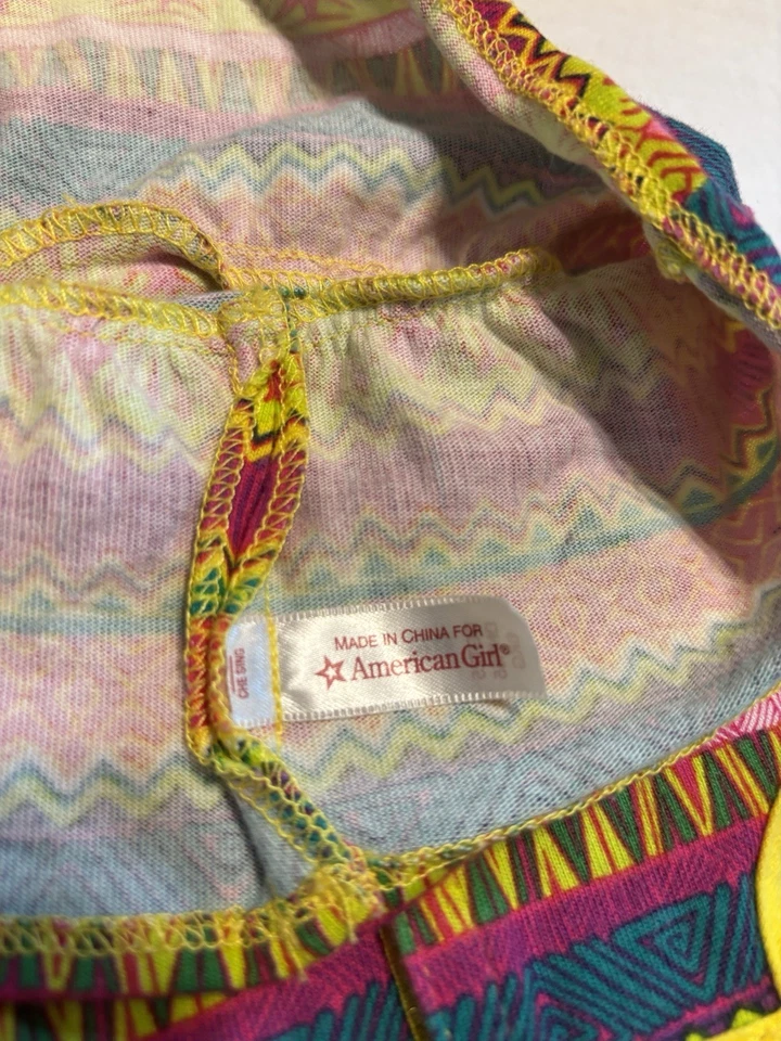 VESTIDO Muñeca American Girl Lea Clark Meet Vestido Rosa Amarillo Geo Estampado Foto 4 de 4
