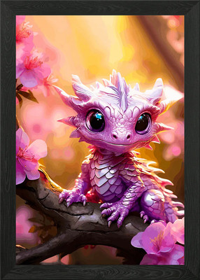 Gerahmtes Wandbild Drachen Kirschblüte Poster Leinwanddruck Bild