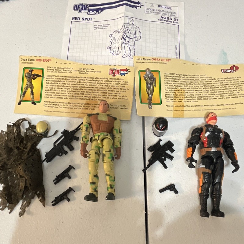 G.I. Joe Red Spot & Cobra Coils 2-Figure Mixed Lot w/ Weapons Accessories