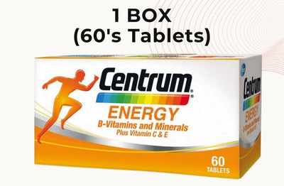 Centrum Energy 60 Tabs B-Vitamins and Minerals + Vitamin C & E Free Shipping
